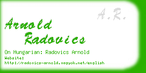 arnold radovics business card